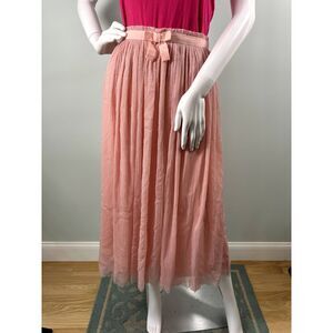 Cherokee Midi Length Light Pink Flowy Pleated Tulle Skirt size Girls XL 14/16